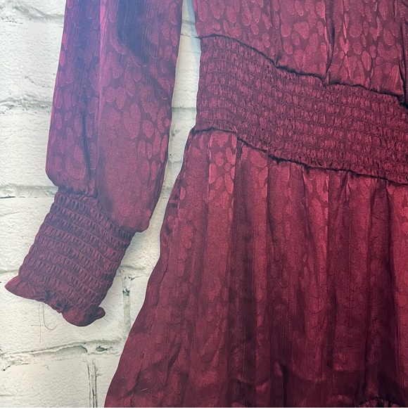 Michael Kors Dark Ruby Red Leopard Print Embossed Ruffle Dress, NWT!! - Picture 6 of 7